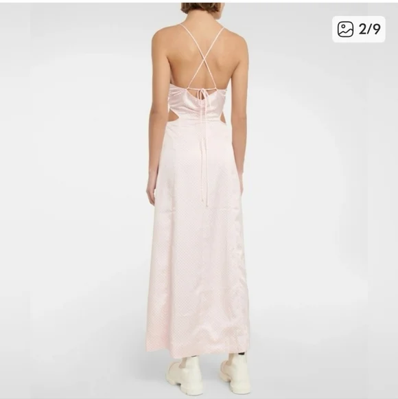 Ganni NWT pink gingham maxi dress Sz 14 ( See Measurements. Suits Smaller) - Picture 2 of 14